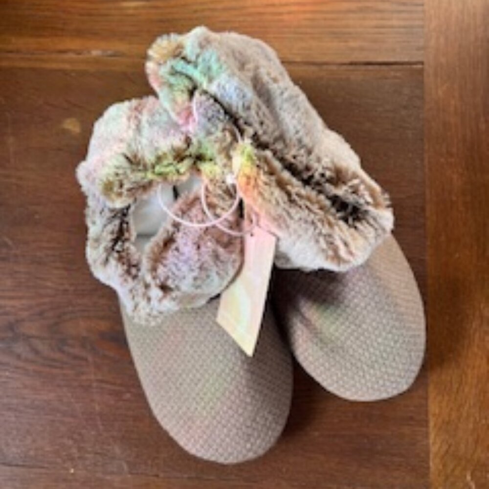 NWT Soft Surroundings Cozy Up Slippers Size M (7-8) Tan/Grey